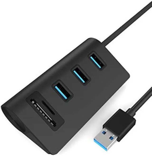 Main image of Cateck USB 3.0 HUB, Bus-Powered USB 3.0 3-Port Aluminum Hub with 2-Slots Card Reader Combo for iMac, MacBook Air, MacBook Pro, MacBook, Mac Mini, PCs and Laptops, Black