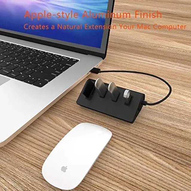 Alt view image 4 of 6 - Cateck USB 3.0 HUB, Bus-Powered USB 3.0 3-Port Aluminum Hub with 2-Slots Card Reader Combo for iMac, MacBook Air, MacBook Pro, MacBook, Mac Mini, PCs and Laptops, Black