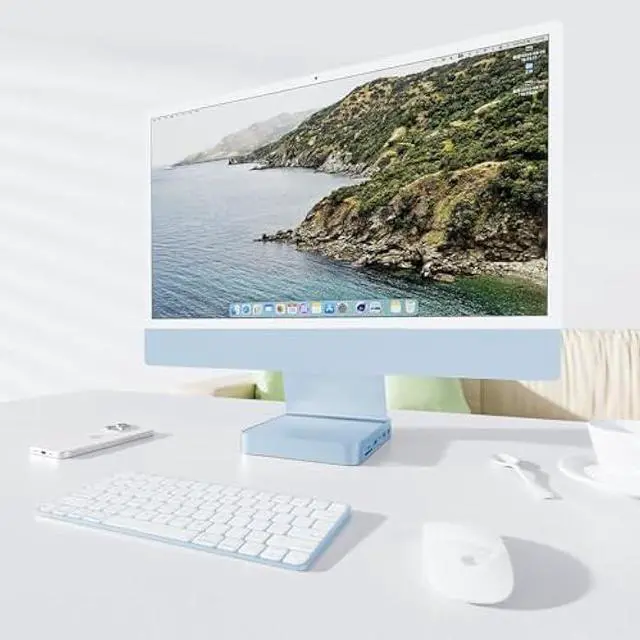 Alt view image 2 of 5 - USB C HUB for iMac 24 inch 2021/2023/2024, PULWTOP USB Hub Adapter iMac Accessories for iMac M1/M3/M4 with USB C 10Gbps 3*USB A SD/TF, Docking Station Support Expand M.2 SSD (Not Included),Blue