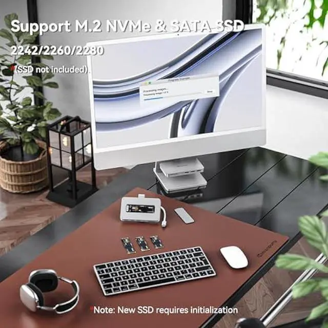 Alt view image 4 of 5 - Minisopuru iMac Hub - Compatible with iMac 24 inch M1/M3/M4 and Studio Display 27 inch, Accessories Support Max 10Gbps M.2 SSD (SSD Not Included), USB A/C 10Gbps, SD/TF, Silver.