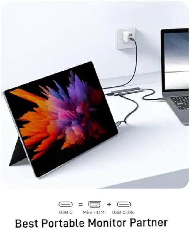 Alt view image 4 of 5 - USB C Video Splitter Dual Monitor, 4-Port USB-C 3.2 Gen 2 10Gbps Hub,for USBC PD Monitor, Type C Monitors, Portable Screen, DP Alt 4K@30-60Hz, 100W PD, for Win/Chrome Laptop, AR Glasses, Game Console