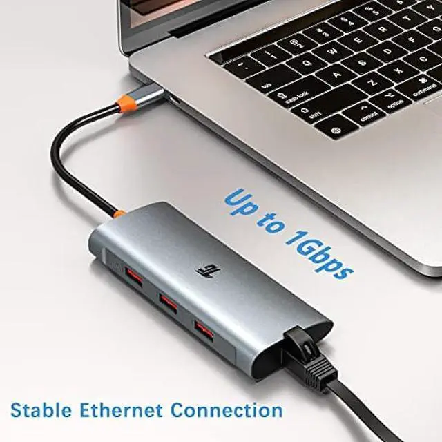 Alt view image 3 of 7 - Tiergrade USB C Hub, USB C Adapter to 3 USB 3.1 and 1Gbps Ethernet, USB 3.1 Hub with 10Gbps SuperSpeed for MacBook Pro/Air, iMac, iPad Pro, Dell, Chromebook and More Type C Devices