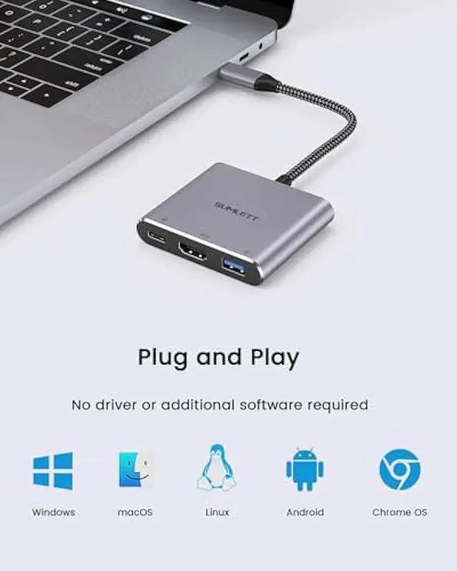 Alt view image 6 of 6 - USB C to HDMI Adapter,USB Type C Digital AV Multiport 4K Display Hub (Thunderbolt 3/4 Compatible) with USB 3.0 and USB-C 100W PD Charging Port for MacBook Pro Air M2/M1,Dell XPS,Samsung S21/S20/S10