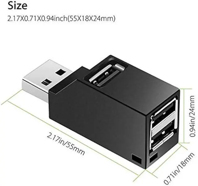 Alt view image 2 of 5 - LIXINTIAN[2 Pack ] USB2.0 Splitter, 3-Port USB 3.0 Hub, for Notebook, USB Flash Drives, Mobile HDD, Laptop, PC - White Black