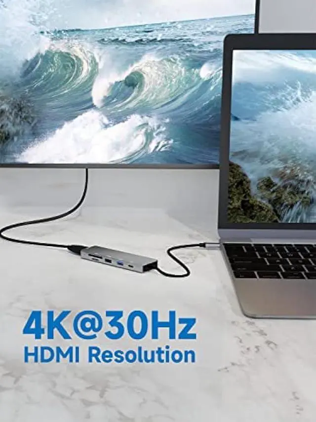 Alt view image 3 of 7 - USB C Hub,Sivxnem Type-C to HDMI Adapter (4K HDMI USB3.0/2.0 SD/TF Card Reader 90W PD) USB C Docking Station,Multiple Adapter Dongle Compatible for iPhone 15/MacBook//Ipad/Samsung/Dell/Surface Pro 7