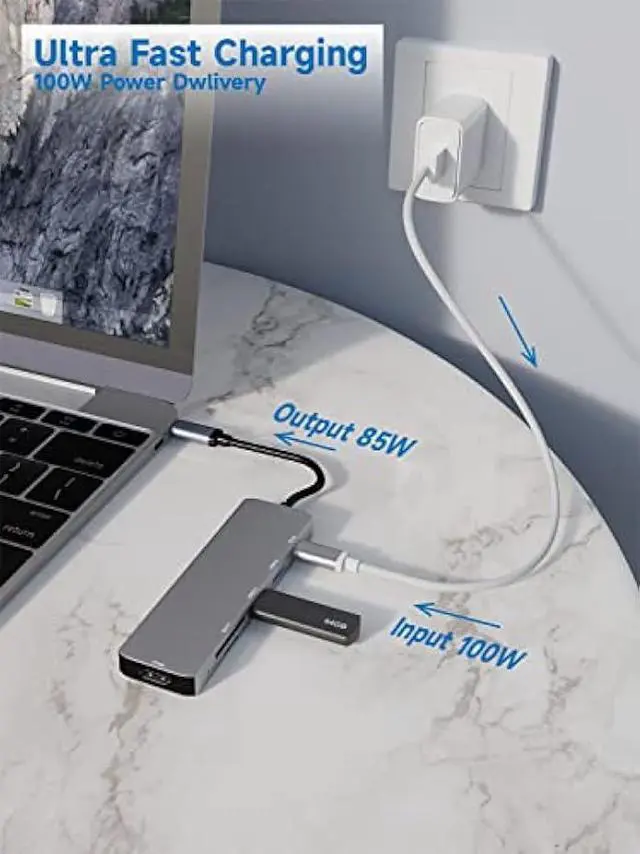 Alt view image 6 of 7 - USB C Hub,Sivxnem Type-C to HDMI Adapter (4K HDMI USB3.0/2.0 SD/TF Card Reader 90W PD) USB C Docking Station,Multiple Adapter Dongle Compatible for iPhone 15/MacBook//Ipad/Samsung/Dell/Surface Pro 7