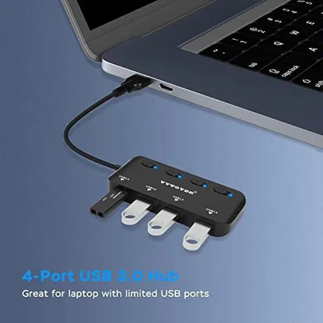 Alt view image 2 of 7 - USB 3.0 Hub Splitter, 4-Port USB Extender Hub for Laptop, VVTOYER Multi USB Port Expander Adapter with Individual Power Switches