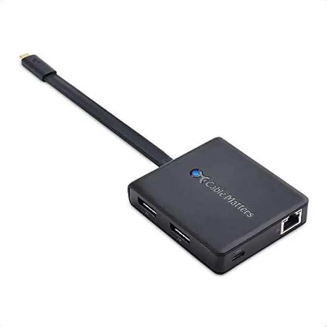 Main image of Cable Matters Dual Monitor USB C Hub (USBC Dock) with Dual 4K DisplayPort, 2X USB 2.0, Ethernet, and 60W Charging - Thunderbolt 4 / USB4 / Thunderbolt 3 Port Compatible for Windows and Linux.