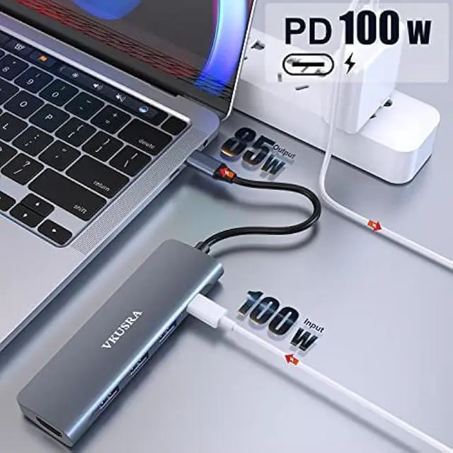 Alt view image 3 of 5 - USB C Hub Multiport Adapter, VKUSRA 5 in 1 Dongle USB C to 4K HDMI, 3 USB 3.0 Port, 100W PD, USBC Adapter for MacBook, XPS, Laptop, PC, and More Type C Devices