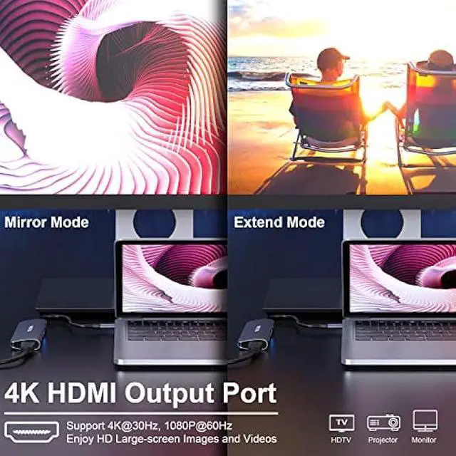 Alt view image 4 of 5 - USB C Hub Multiport Adapter, VKUSRA 5 in 1 Dongle USB C to 4K HDMI, 3 USB 3.0 Port, 100W PD, USBC Adapter for MacBook, XPS, Laptop, PC, and More Type C Devices