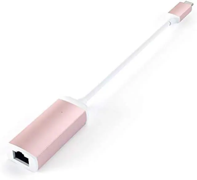 Alt view image 2 of 3 - Satechi Aluminum Type-C Gigabit Ethernet Adapter, Compatible with MacBook Air/Pro M4, iPad Air/Pro M4/M3, iPad mini, iPhone 17 - Rose Gold