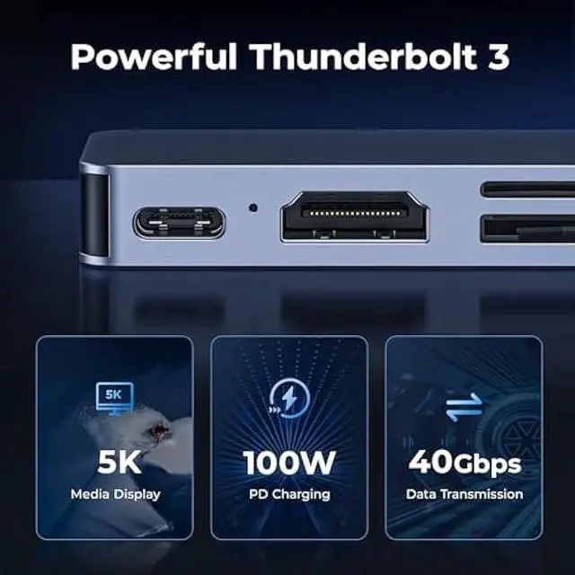 Alt view image 4 of 6 - USB C Adapter HDMI Hub for MacBook Pro/Air M1 M2 M3 2024 2023 13 15 16,Mac USB Adapter 7-in-2, MacBook Accessories with HDMI, USB C and 3 USB A 3.0 Data Ports, SD&microSD Card Reader