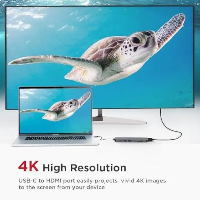 Alt view image 3 of 5 - [USB C Hub] GIGASTONE 7 in 1 Multiport Adapter for iPad, MacBook Pro Air with 4K HDMI Splitter, PD 100W Thunderbolt, SD/microSD Reader, Dongle for iPhone 15, Chromebook, Surface, Tab S9, Zenbook, XPS