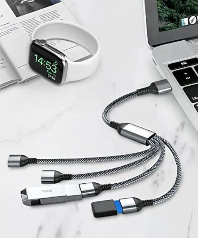 Alt view image 4 of 6 - Basesailor USB Splitter 1 In 4 Out 1FT,USB Y Cable,USB A Male to Four Female Extension Cord Adapter,4 Port Multi Multiport Extender Hub,Double Dual Data Power Charger Split For Car,Xbox,PS4,PS5,Laptop