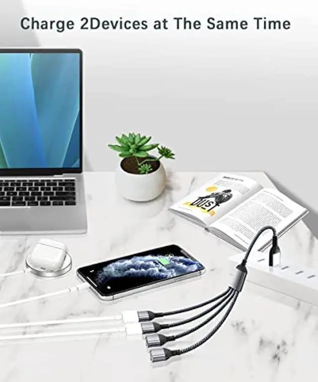 Alt view image 6 of 6 - Basesailor USB Splitter 1 In 4 Out 1FT,USB Y Cable,USB A Male to Four Female Extension Cord Adapter,4 Port Multi Multiport Extender Hub,Double Dual Data Power Charger Split For Car,Xbox,PS4,PS5,Laptop