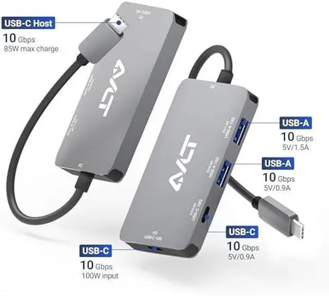 Alt view image 3 of 5 - AVLT 4-Port USB 3.1 Gen 2 Type C 10G Hub with 85W PD Charging - Portable Multiport Adapter  Fast Data Transfer and Charging for MacBook, Laptop, PC, iPad (Does NOT Support USB-C Monitor)