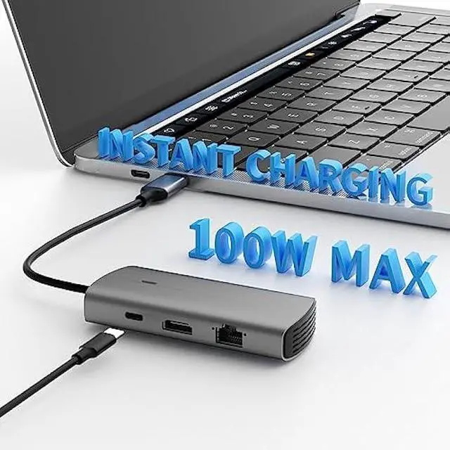 Alt view image 5 of 7 - IDISON 6-in-1 USB C Hub with 4K HDMI, 2 USB 3.0 Ports USB C PD 1Gbps Ethernet Compatible with Laptop, MacBook Pro, MacBook Air, iPad, XPS, and More