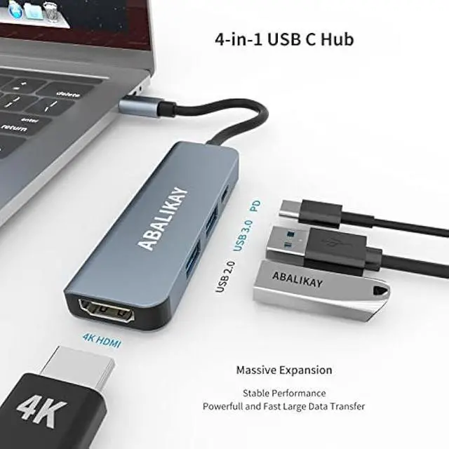 Alt view image 3 of 6 - USB C Hub, USB C HDMI Multiport Adapter for MacBook Pro/Air M1 M2 2021 2020 2019 2018, 4 in 1 USB Type C Laptop Docking Station Compatible for Dell,Hp,Nintendo Switch,USB A 3.0,Power Delivery 100W