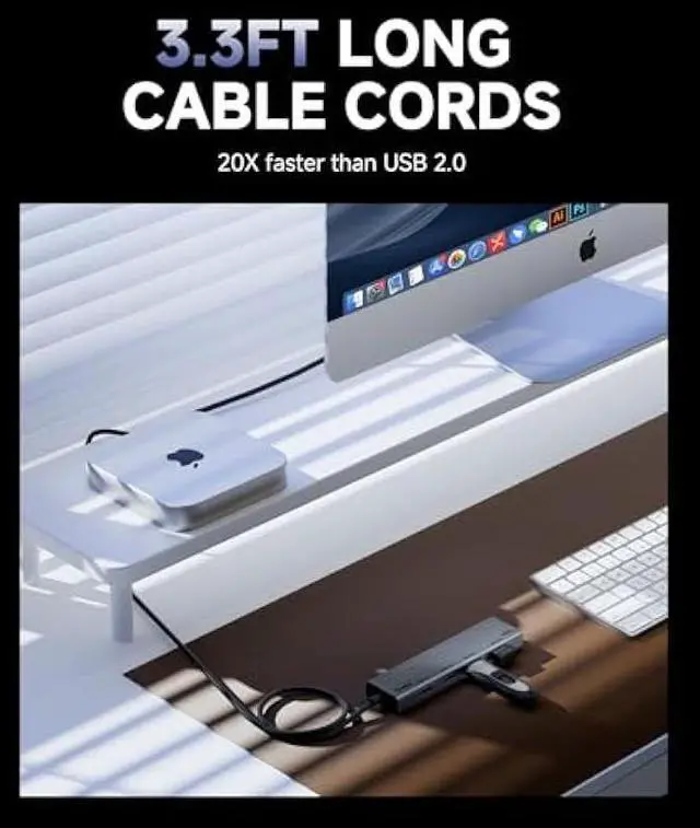 Alt view image 5 of 5 - Aceele 10Gbps USB C Hub Splitter with 2*USB-A 3.2 & 2*USB-C 3.2, 100W PD Charging Port, USBC to USB A Hub Multiport Adapter for MacBook Pro, iMac, iPad and More(Not Support Extend Monitor)