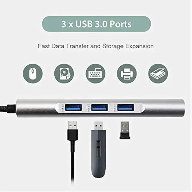 Alt view image 4 of 4 - 9-in-1 USB C Hub Multiple Adapter, 3 USB 3.0 Ports up to 5Gbps Transfer, 4K@30Hz HDMI, 60W PD, SD/TF Card Reader, 3.5mm Audio Jack & Ethernet, USB-C Hub for MacBook and Other Type-C Devices