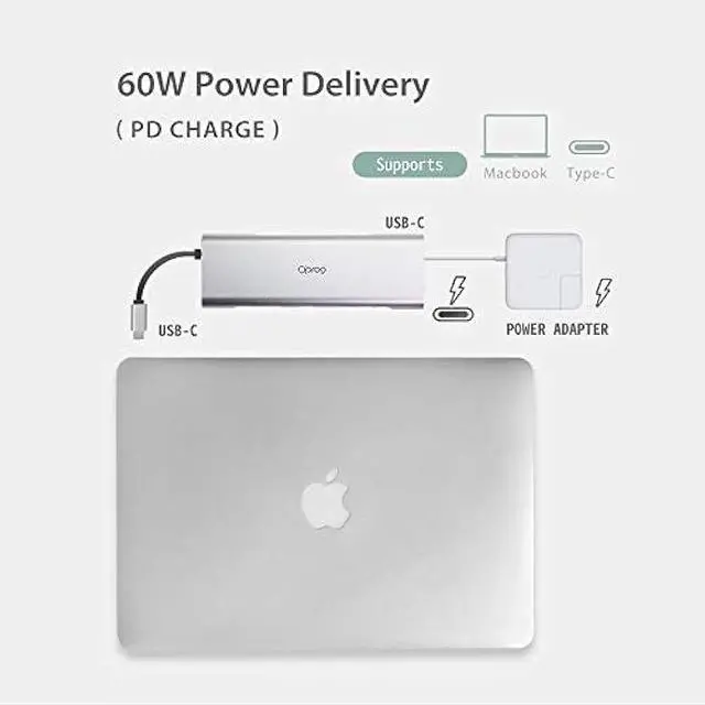 Alt view image 3 of 4 - 9-in-1 USB C Hub Multiple Adapter, 3 USB 3.0 Ports up to 5Gbps Transfer, 4K@30Hz HDMI, 60W PD, SD/TF Card Reader, 3.5mm Audio Jack & Ethernet, USB-C Hub for MacBook and Other Type-C Devices