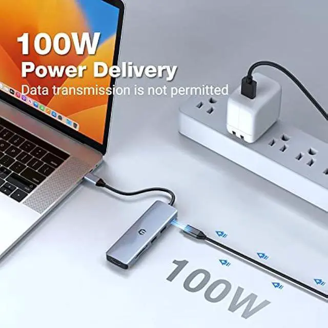 Alt view image 3 of 7 - USB C Hub, USB C Adapter 6 in 1, USB C Hub Multiport Adapter USB C Dock with 4K HDMI, USB 3.0, PD 100W, SD/TF, MacBook Pro/Air iPad Pro Adapter, for Laptop, Surface Pro 8
