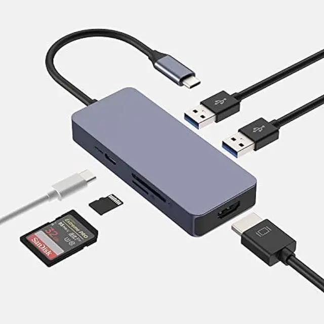 Main image of USB C Hub, HOPDAY Adapter USB C Dongle for MacBook Pro/Air Ipad Pro, 6 in 1 USB C to HDMI Multport Adapter, for Laptop, Surface Pro 8 and More(4K HDMI USB 3.0 SD/TF Card Reader 100W PD)
