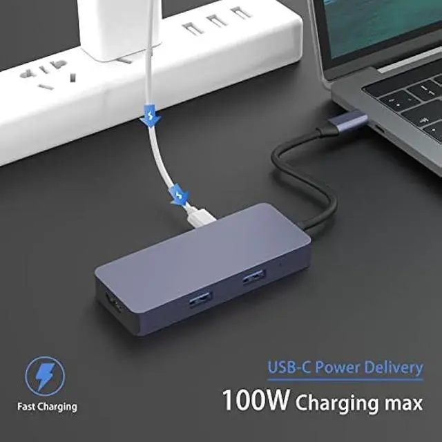 Alt view image 3 of 7 - USB C Hub, HOPDAY Adapter USB C Dongle for MacBook Pro/Air Ipad Pro, 6 in 1 USB C to HDMI Multport Adapter, for Laptop, Surface Pro 8 and More(4K HDMI USB 3.0 SD/TF Card Reader 100W PD)
