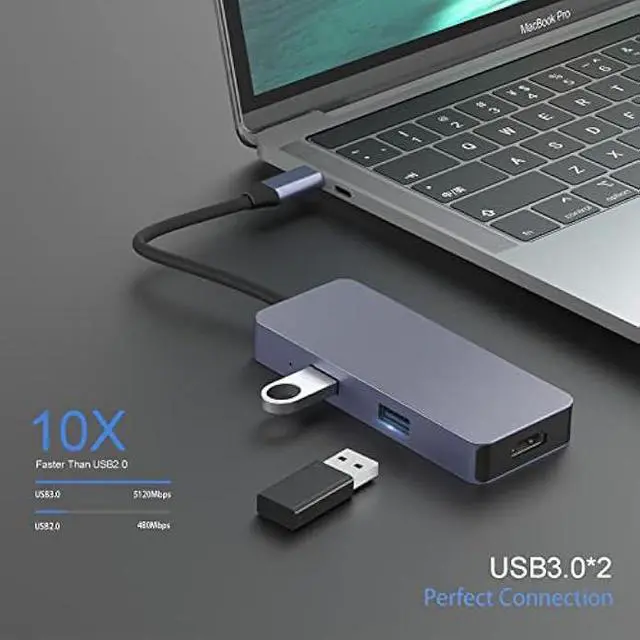 Alt view image 5 of 7 - USB C Hub, HOPDAY Adapter USB C Dongle for MacBook Pro/Air Ipad Pro, 6 in 1 USB C to HDMI Multport Adapter, for Laptop, Surface Pro 8 and More(4K HDMI USB 3.0 SD/TF Card Reader 100W PD)