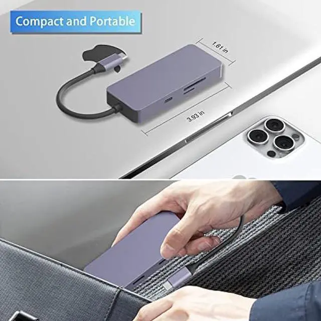 Alt view image 6 of 7 - USB C Hub, HOPDAY Adapter USB C Dongle for MacBook Pro/Air Ipad Pro, 6 in 1 USB C to HDMI Multport Adapter, for Laptop, Surface Pro 8 and More(4K HDMI USB 3.0 SD/TF Card Reader 100W PD)