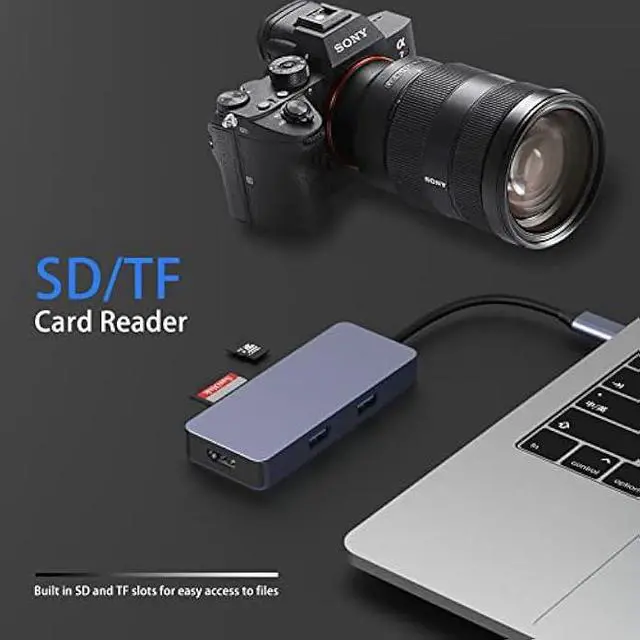 Alt view image 7 of 7 - USB C Hub, HOPDAY Adapter USB C Dongle for MacBook Pro/Air Ipad Pro, 6 in 1 USB C to HDMI Multport Adapter, for Laptop, Surface Pro 8 and More(4K HDMI USB 3.0 SD/TF Card Reader 100W PD)
