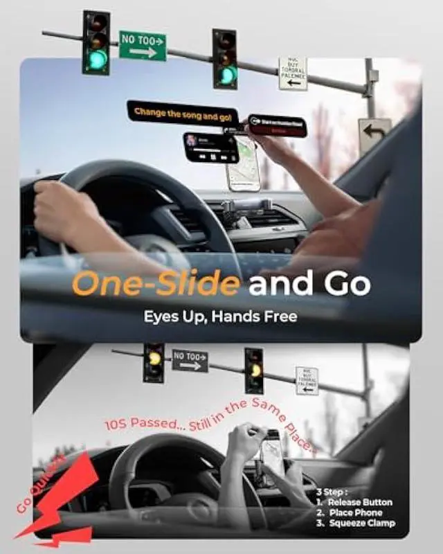 Alt view image 3 of 5 - AINOPE for iPhone 17 Pro Max Car Mount Phone Holders for Your Car [Slide Design] Air Vent Phone Mount [Top Clamp] Cell Phone Holder Car Interior Accessories for iPhone Air 17 Pro Max 16 Samsung S25