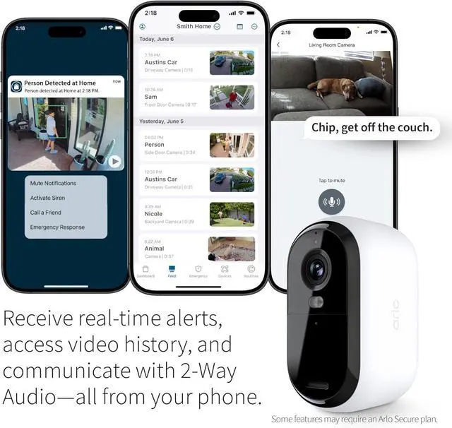 Alt view image 4 of 7 - Arlo Essential Security Cameras Wireless Outdoor 1080p HD (2nd Gen, 2023 Release) - Battery Power, Person Recognition, Package Detection, Animated Preview, 1-Month Trial of Secure Plan, 3 Cam, White