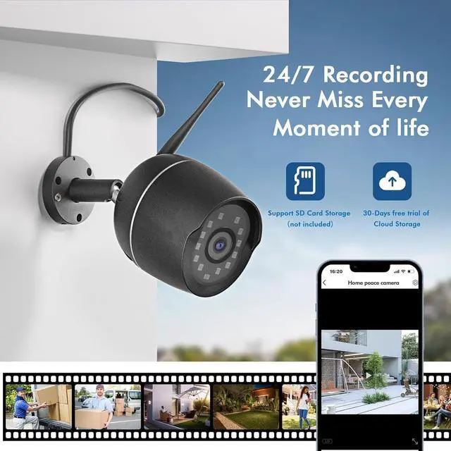 Alt view image 6 of 7 - Outdoor Cameras for Home Security (2 Pack) 1080p Outdoor Security Camera Wireless with Night Vision, Motion Detection, 2-Way Talk, IP67 Weatherproof, 24/7 Live Video, Compatible with Alexa