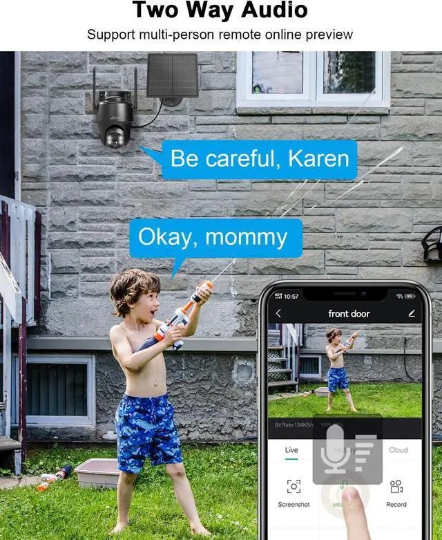 Alt view image 3 of 6 - ANRAN 4G LTE Cellular Solar Security Camera Wireless Outdoor,No WiFi 2K Solar Powered Camera,Color Night Vision,360° Live View, PIR Motion Sensor,2 Way Talk,Black (SIM Card & 32GB SD Card Included)