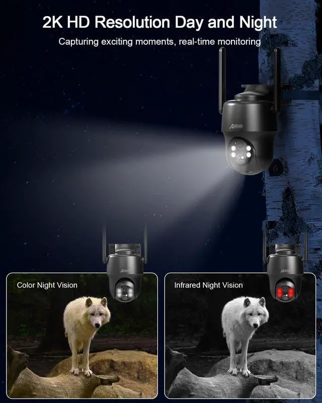 Alt view image 6 of 6 - ANRAN 4G LTE Cellular Solar Security Camera Wireless Outdoor,No WiFi 2K Solar Powered Camera,Color Night Vision,360° Live View, PIR Motion Sensor,2 Way Talk,Black (SIM Card & 32GB SD Card Included)