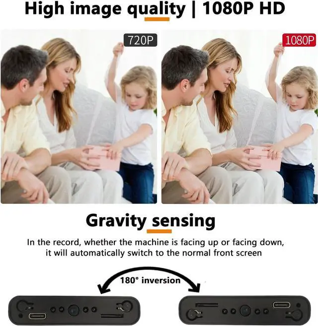 Alt view image 3 of 7 - Portable Camera, Mini Camera, Home Security Cameras, 1080P, 10000 Capacity Dual-Purpose: Power Supply/Record Cameras, with Night Vision, Motion Detection, Loop Record, Gravity Sensor