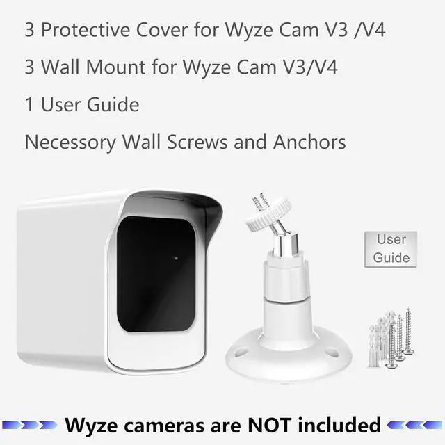 Alt view image 6 of 6 - PEF Mount for All-New Cam V3 and V4, Weatherproof Protective Cover and 360 Degree Adjustable Wall Mount Solid Housing for Cam V3 and V4 Outdoor Indoor Smart Home Camera System (White, 3 Pack)