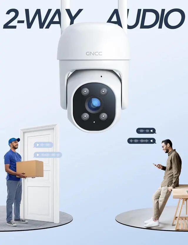 Alt view image 6 of 7 - GNCC GK2 Outdoor Security Camera 1080P Home Surveillance with AI Motion Detection, 2.4G WiFi, 355° Pan-Tilt, Color Night Vision, Spotlight, Two-Way Audio, IP65 Waterproof, Cloud & SD Card Storage
