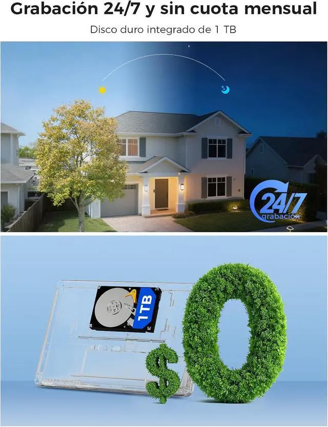 Alt view image 3 of 7 - Hiseeu 5MP Wireless PTZ Security Camera System, Indoor Outdoor IP66 Waterproof WiFi Camera, 4K 10CH NVR, 2-Way Audio, Motion Detection Alarm, 24/7 Surveillance, 1TB Hard Drive (Plug-in Power Supply)