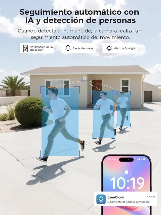 Alt view image 2 of 7 - Hiseeu 5MP Wireless PTZ Security Camera System, Indoor Outdoor IP66 Waterproof WiFi Camera, 4K 10CH NVR, 2-Way Audio, Motion Detection Alarm, 24/7 Surveillance, 1TB Hard Drive (Plug-in Power Supply)