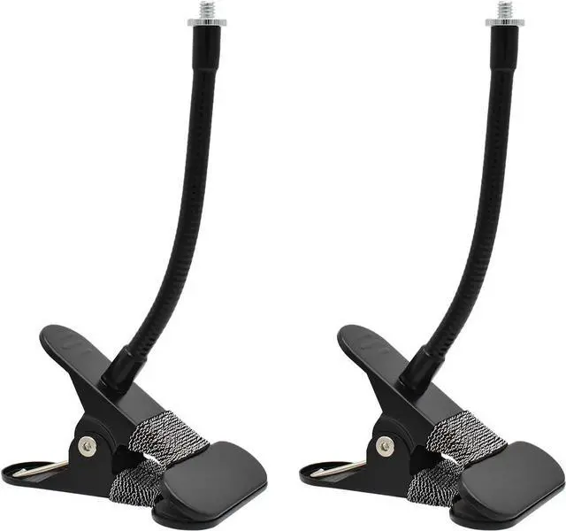 Main image of Holicfun Clip Mount for Ring, Blink, Eufy, Google Nest, Wyze, and Arlo Indoor Outdoor Cameras, 15cm Gooseneck Arm, Flexible Adjustment, Strong Clamp, Black, 2-Pack