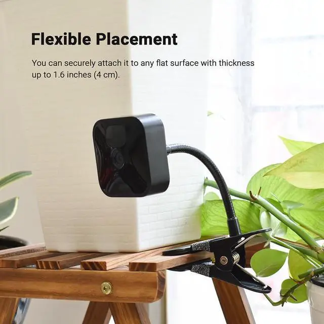 Alt view image 3 of 7 - Holicfun Clip Mount for Ring, Blink, Eufy, Google Nest, Wyze, and Arlo Indoor Outdoor Cameras, 15cm Gooseneck Arm, Flexible Adjustment, Strong Clamp, Black, 2-Pack
