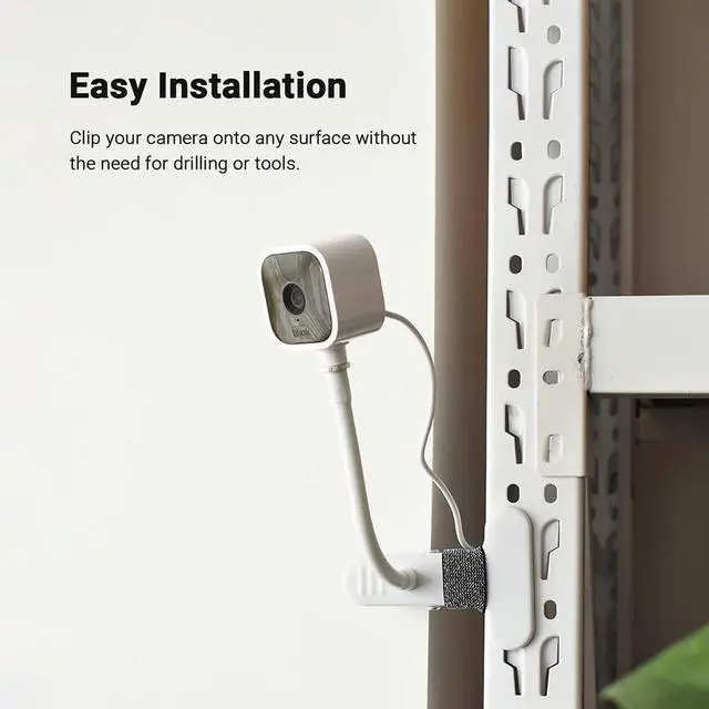 Alt view image 2 of 7 - Holicfun Clip Mount for Ring, Blink, Eufy, Google Nest, Wyze, and Arlo Indoor Outdoor Cameras, 15cm Gooseneck Arm, Flexible Adjustment, Strong Clamp, Black, 2-Pack