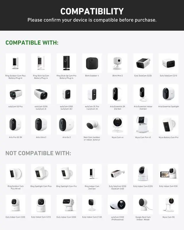 Alt view image 7 of 7 - Holicfun Clip Mount for Ring, Blink, Eufy, Google Nest, Wyze, and Arlo Indoor Outdoor Cameras, 15cm Gooseneck Arm, Flexible Adjustment, Strong Clamp, Black, 2-Pack