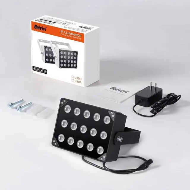 Alt view image 6 of 6 - Univivi IR Illuminator 15 LEDs 90 Degree Wide Angle IR Lights for Night Vision IP67 Waterproof 850nm Infrared Light for Security Surveillance Camera Indoor&Outdoor