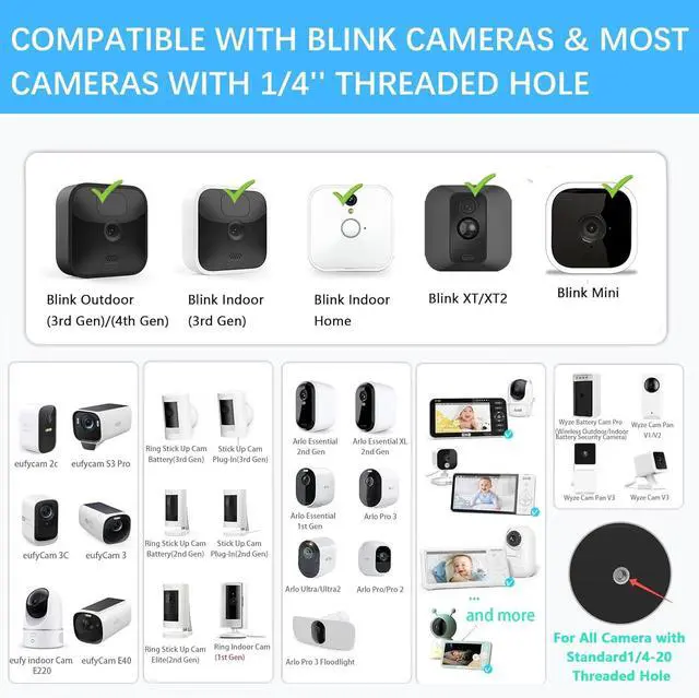 Alt view image 2 of 6 - Adjustable Mount for Blink Outdoor 4, Blink XT2, Blink XT and Blink Mini Camera,Heavy Duty Clamp Mount(Black, 2 Pack)