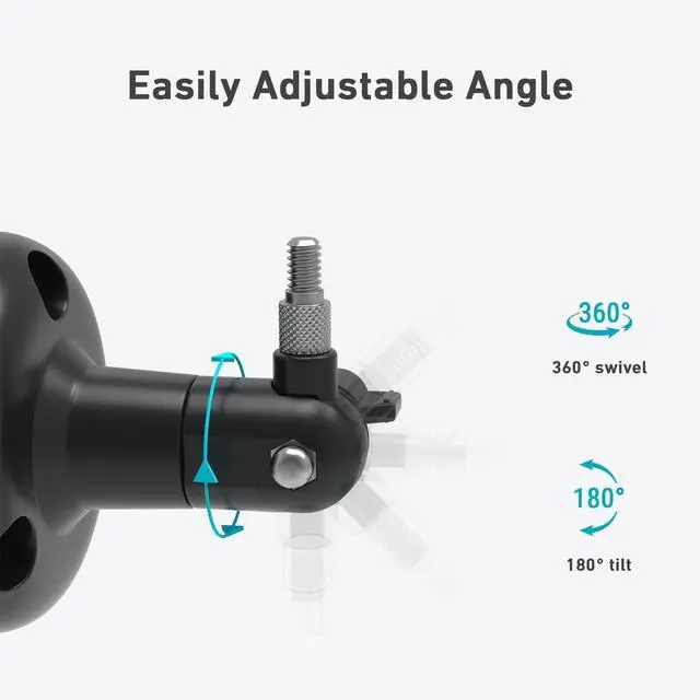 Alt view image 3 of 6 - Holicfun 360° Adjustable Indoor/Outdoor Security Camera Wall Mount - Universal 1/4"-20 Thread Mounting Bracket for Ring, Blink, Eufy, Google Nest, Arlo, Wyze & More - Black, 2-Pack
