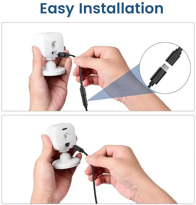 Alt view image 3 of 7 - 50ft Power Extension Cable Compatible with Blink Mini 2, Blink Mini and Blink Outdoor 4 Cameras - 15m Long Flat Micro USB Charging Cord with 30cm USB C Waterproof Adapter and 18W Fast Charger, Black