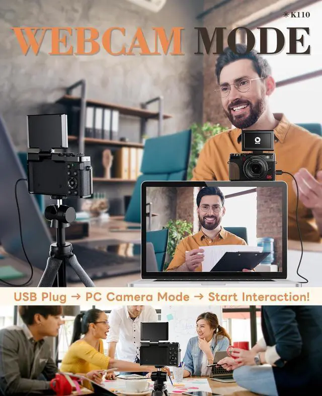 Alt view image 7 of 7 - 64MP Digital Cameras for Photography 5K - 18X Zoom Autofocus, 3 180° Screen Flips, Anti-Shake, 32GB Card & 2 Batteries, Compact Vlogging Camera for Travel YouTube (Black)